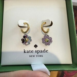 Authentic Kate Spade New York Daisy Huggie Earrings (silver & gold)